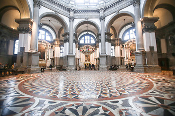 Image showing People sightseeing interior of Santa Maria della Salute in Venic