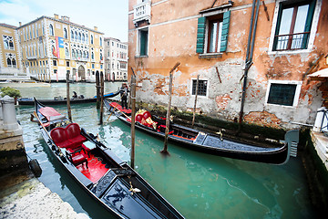 Image showing Gondolas next to Ponte dell Academia in Venice