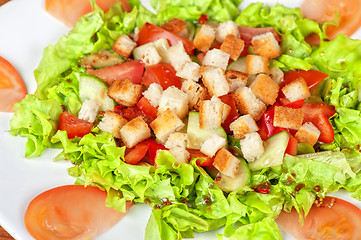 Image showing Vegetable salad with crackers