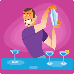 Image showing Stylish bartender prepares a cocktail