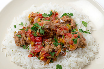 Image showing Colourful meatballs Smyrna meal