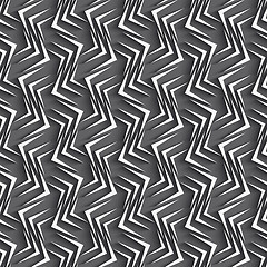 Image showing Geometrical ornament with white zig-zags on gray background