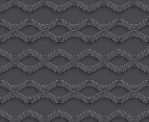 Image showing Geometrical ornament 3d wavy lines on gray background