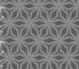 Image showing Repeating ornament stars with lines on gray textured with dots