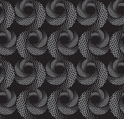 Image showing Repeating ornament of  textured circles on dark gray