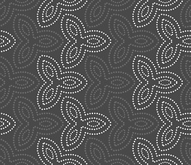 Image showing Repeating ornament dotted gray and black flowers