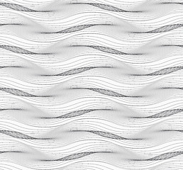 Image showing Repeating ornament of many horizontal wavy lines with overlappin