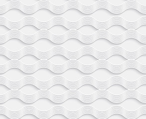 Image showing Geometrical ornament 3d wavy lines on white background