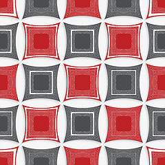 Image showing Geometrical ornament with red and gray squares on white