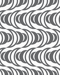 Image showing Repeating ornament of  gray half-circles making waves