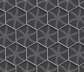 Image showing Geometrical ornament 3d hexagonal net on gray background