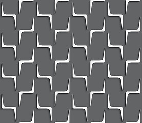 Image showing Geometrical ornament with white zig-zag shapes on dark gray