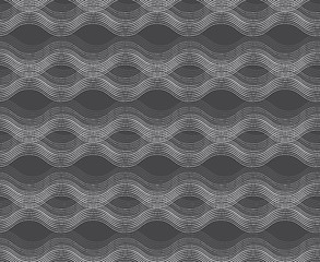 Image showing Repeating ornament horizontal wavy lines on gray 