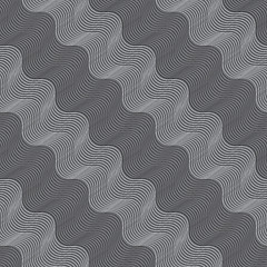 Image showing Repeating ornament diagonal light and dark gray wavy