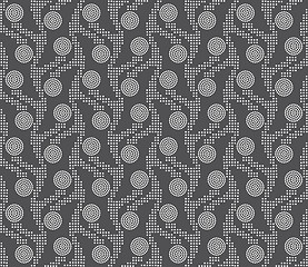 Image showing Repeating ornament vertical dotted stripes with circles on gray