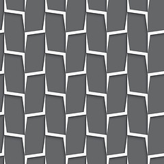 Image showing Geometrical ornament with white and gray vertical lines net