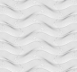 Image showing Repeating ornament of many horizontal wavy lines with ripples