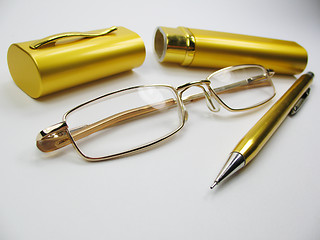 Image showing glasses, pen & etui