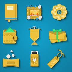 Image showing Handicraft items flat vector icons set