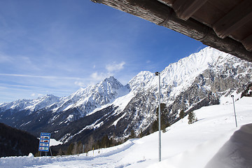 Image showing Beautiful view from a ski hut at the border crossing in Austria