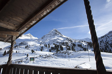 Image showing Beautiful view from a ski hut at the border crossing in Austria