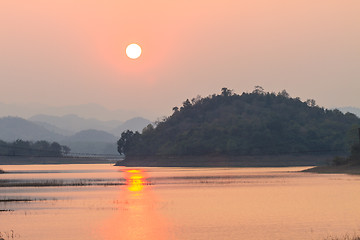 Image showing Sunset at lake