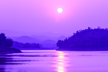 Image showing Sunset at lake