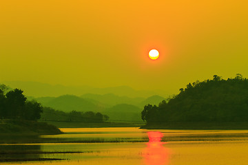 Image showing Sunset at lake