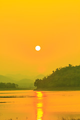 Image showing Sunset at lake