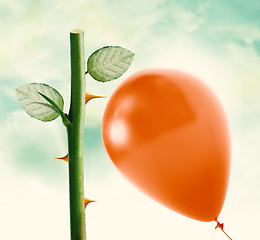 Image showing Rose thorn and Red Balloon