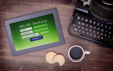 Image showing Online banking on a tablet