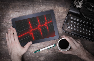 Image showing Electrocardiogram on a tablet - Concept of healthcare