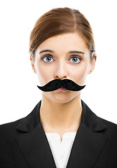 Image showing Beautiful woman with a moustache