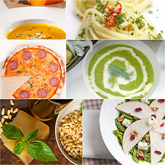 Image showing healthy and tasty Italian food collage