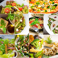 Image showing healthy and tasty Italian food collage