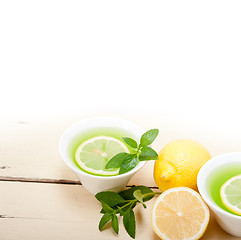 Image showing mint infusion tea tisane with lemon