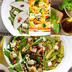 Image showing healthy and tasty Italian food collage