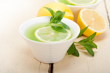 Image showing mint infusion tea tisane with lemon