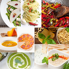 Image showing healthy and tasty Italian food collage