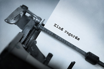 Image showing Old typewriter with paper