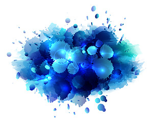 Image showing Abstract artistic background of blue paint splashes