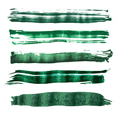 Image showing Green watercolor brush vector strokes