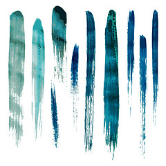 Image showing Blue watercolor brush vector strokes