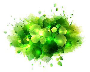 Image showing Abstract artistic background of green paint splashes