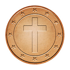 Image showing Bronze coin with cross