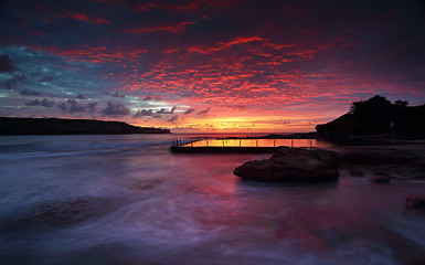 Image showing Sensational  sunrise at Malabar rock pool Sydney