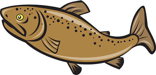 Image showing Brown Trout Fish Side Cartoon