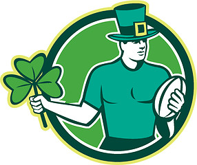 Image showing Irish Rugby Player Holding Shamrock 