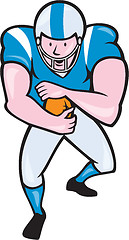 Image showing American Football Running Back Fending Cartoon