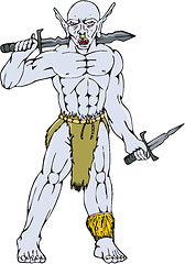 Image showing Orc Warrior Sword Dagger Cartoon